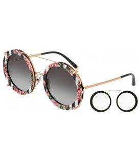 DOLCE GABBANA DG 2198 12988G DORE CLIP RAYURES ET ROSES